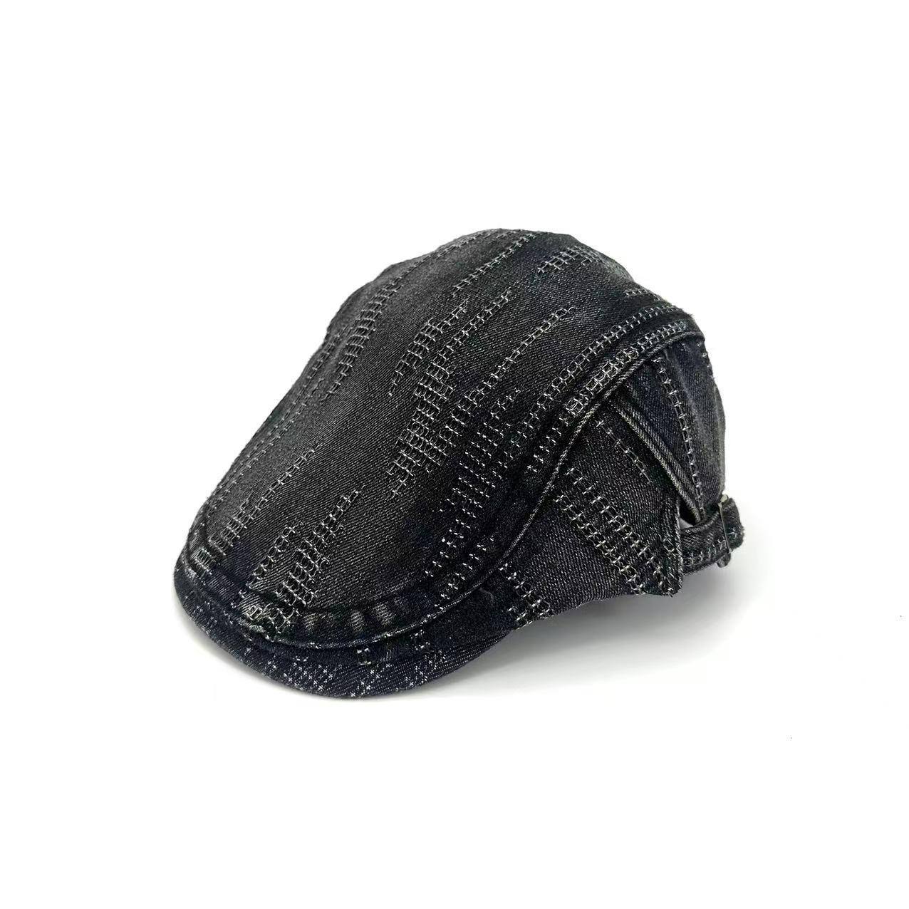 

Women s Retro Distressed Denim Flat Cap – Stylish Spring/Summer Sun Protection & Face-Slimming Beret Adjustable чорний