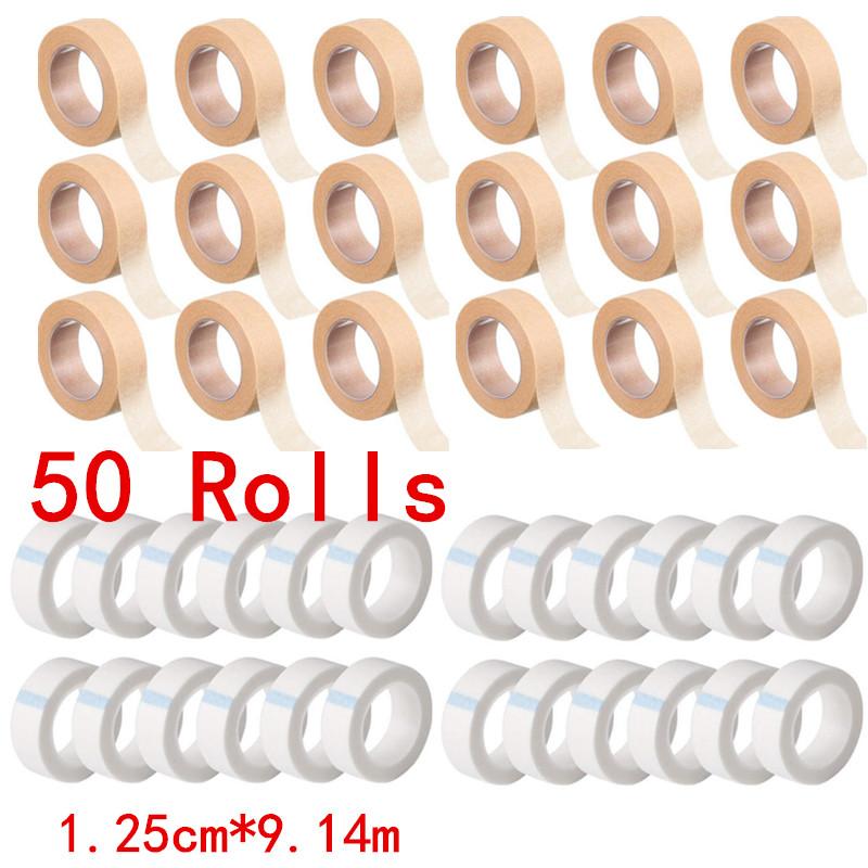 5/10/20/50PCS 9Mx1.25cm Non Woven Breathable Eyelash Extension Paper Tape Roll Fabric Adhesive Tape For Fake Eyelashes