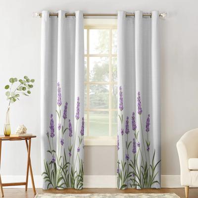 Purple Lavender Flowers Window Curtain For Living Room Bedroom Home Decor Kitchen For Window Drapes