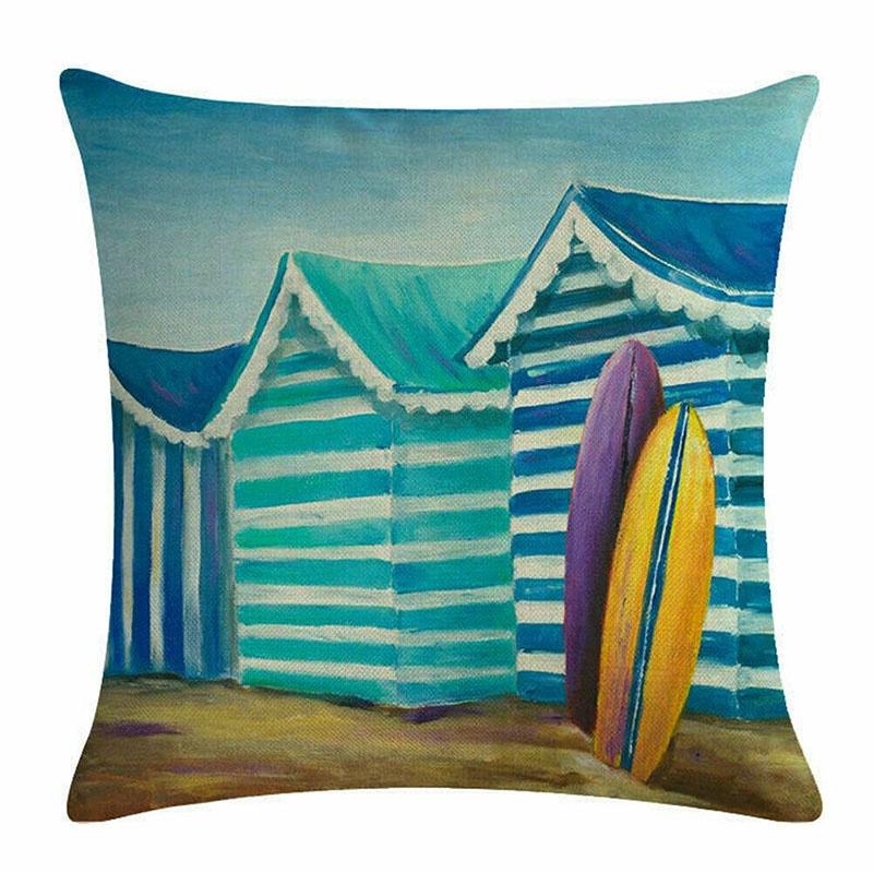 

Beach Painting Oil House Throw Pillow Case Cushion Cover Sofa Office Decor Fine B
