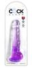 King Cock Clear - Realistic Dildo with Testicles and Suction Cup Transparent-Purple 20 CM