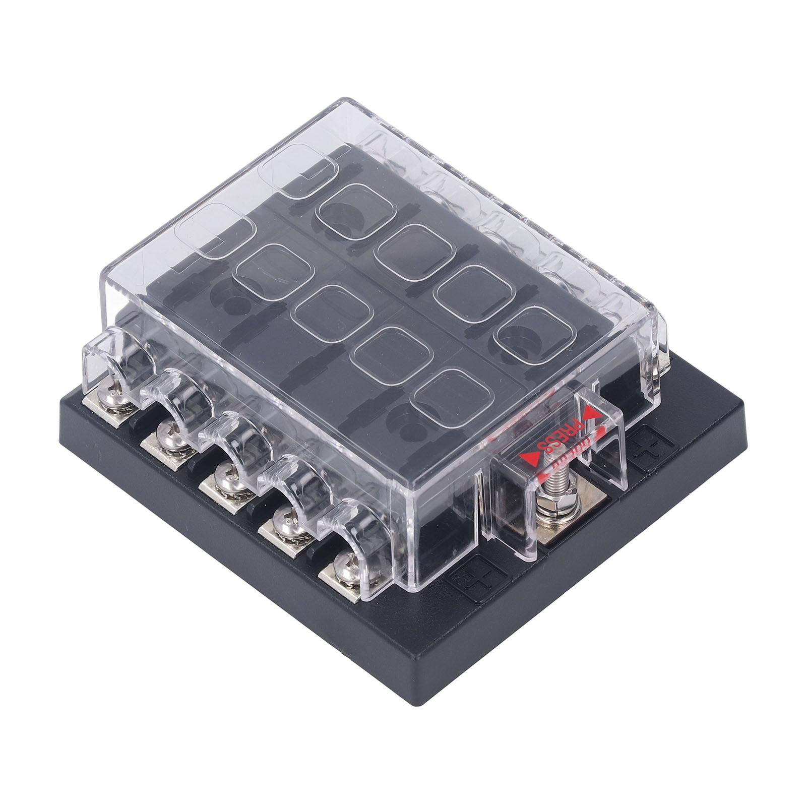 10 Way Fuse Block Waterproof Automotive Fuse Holder Auto Marine Blade Fuse Box 12‑36VDC