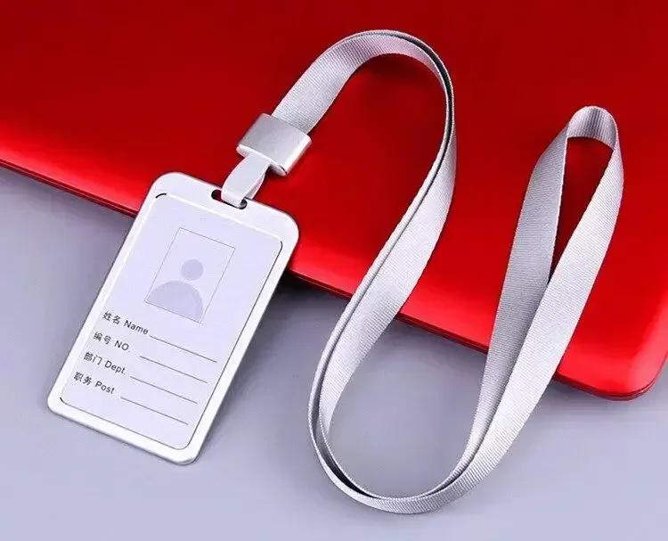 Credit Card Cover Women Aluminum Alloy Work Name Card Holders Case Business Work Card ID Badge Lanyard Holder Metal Bags