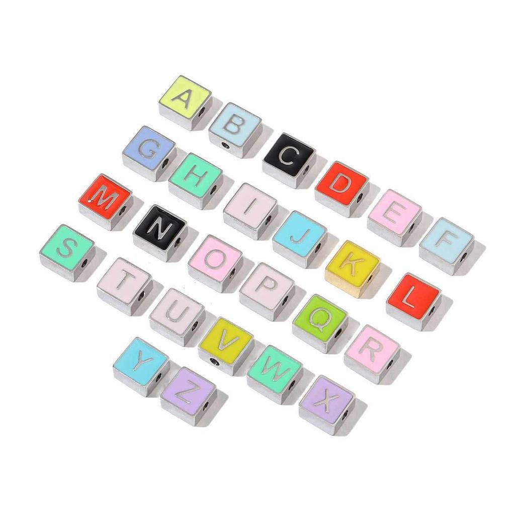 Mixed Color Titanium Steel Alphabet Beads: Non-Fading Necklace & Bracelet Pendants