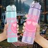 1PC Xoxo Pink Circle Pattern Print 750ml Color Plastic Sports Water Bottle Leakproof Flip Straw Lid Suitable for Sports Office Home Use