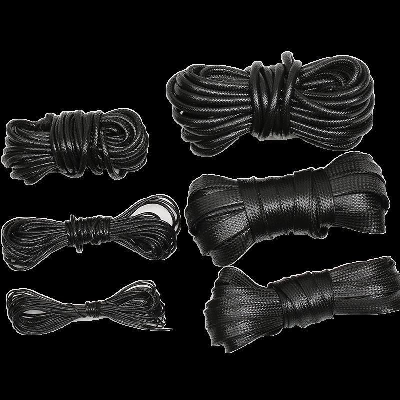 Black Thai oil wax rope round handmade leather dense wax rope woven jewelry pendant tied with flat rope DIY material