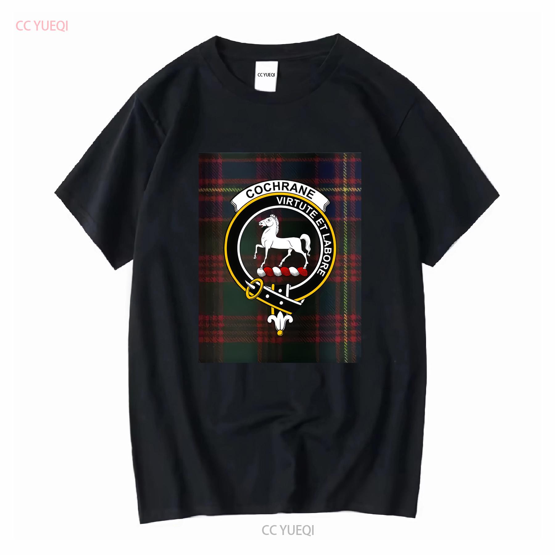 

Шотландский клан Кокрейн Герб Футболка Тартан Наследие Предки Шотландцы длинный или короткий рукав винтаж Выстиранный Стрейч графический M чёрный