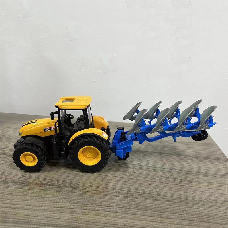 1/24 Farmer Tractor Model Set Toys Car Children Farming Simulated Sound And Light Sliding 4 Wheeled Engineering Vehicle Gifts