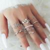 New Fashion Creativity Resin Wine Red Large Size Turn The Finger Rings Five-Piece Set for Wonen Inlay Zircon Rings Set Zircon