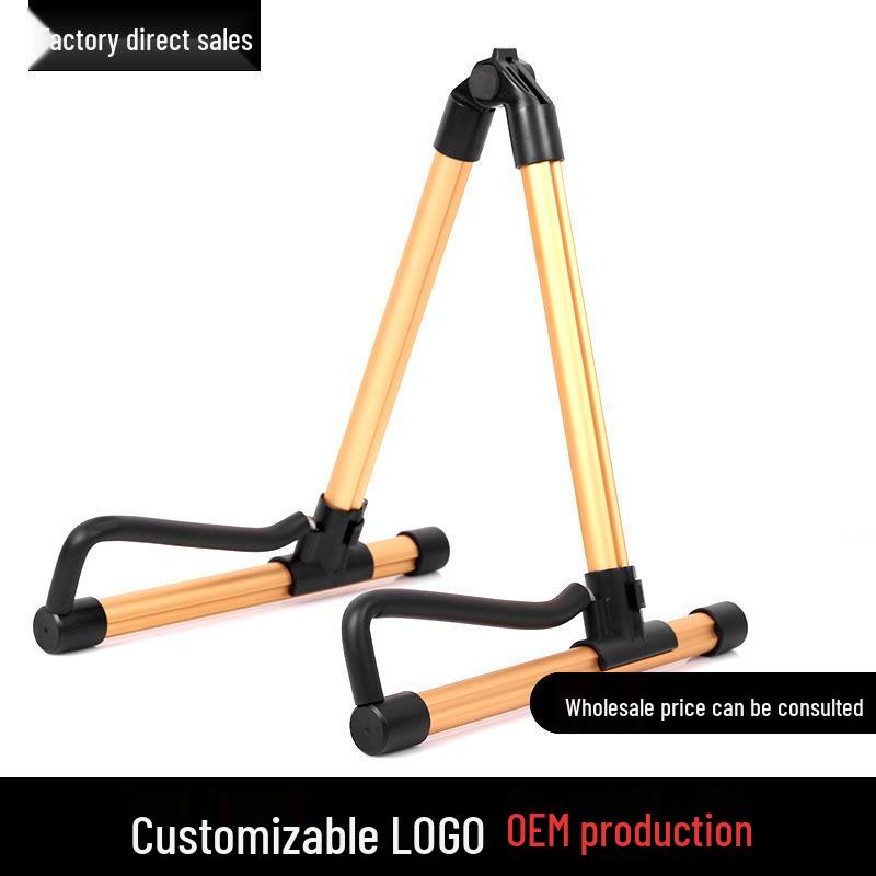 Foldable Wooden Stand for Guitar, Ukulele, or Bass золотой
