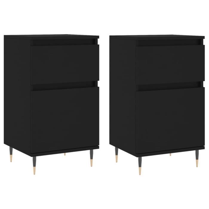 VidaXL Buffets 2 pcs noir 40x35x70 cm bois d’ingénierie 831135