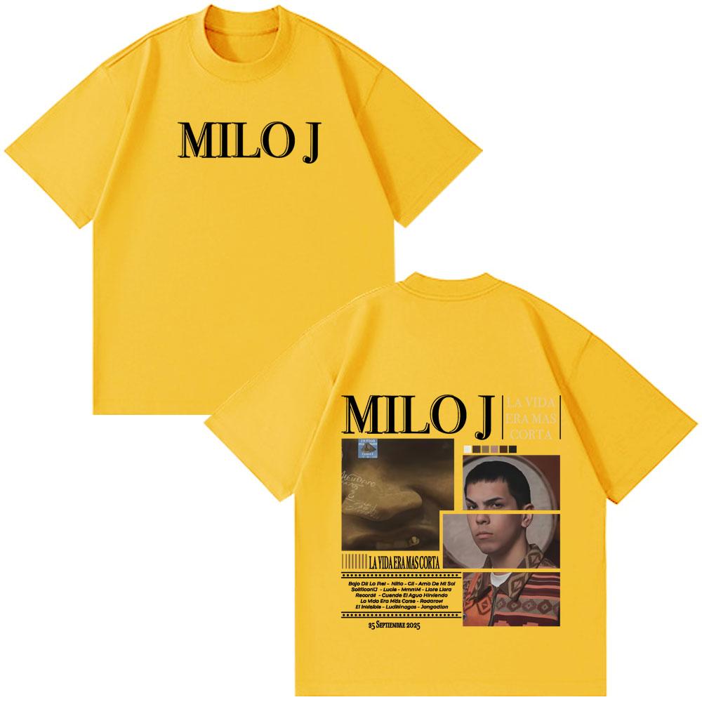 Rapper Milo J La Vida Era Mas Corta Tshirts Men Women Fashion Hip Hop Oversized T Shirt Cotton Short Sleeve Tee Shirt Streetwear