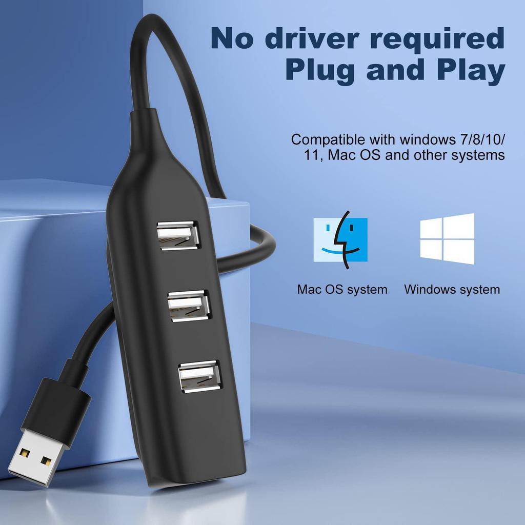 USB 2.0 Hub Expander with Four Ports and One-Port Power Adapter