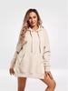 2024 Women's Solid Color Hooded Split Shoulder Sleeve Fleece Sweatshirt for Autumn and Winter