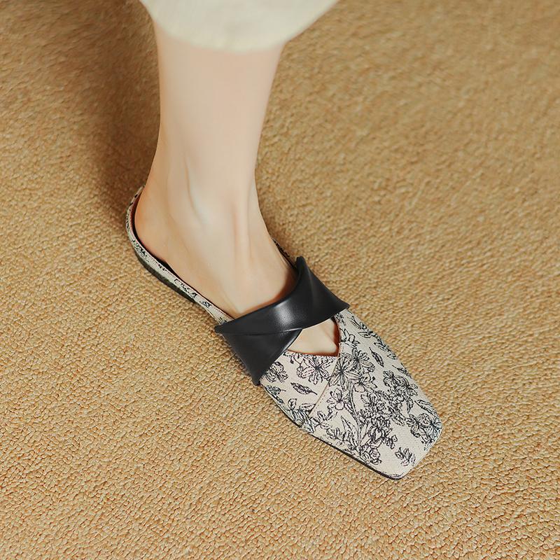 Fashion 2025 New Summer Slippers Square Toe Fashion Hollow Out Sandals Shoes for Women Zapatos De Mujer Ladies Shoes Mesh Mules