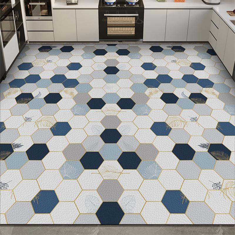 Kitchen Carpet Anti-slip Oil-proof Pvc Leather Floor Mat Wash-free Wipeable Waterproof Rug Dirt-resistant Large Area Foot Mats