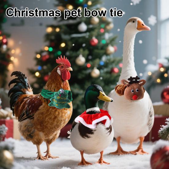 Christmas Duck Collar Elastic Plush Pet Collar Santa Claus Xmas Tree Neck Ring for Pet Chickens Ducks Geese Festive Holiday Neckwear