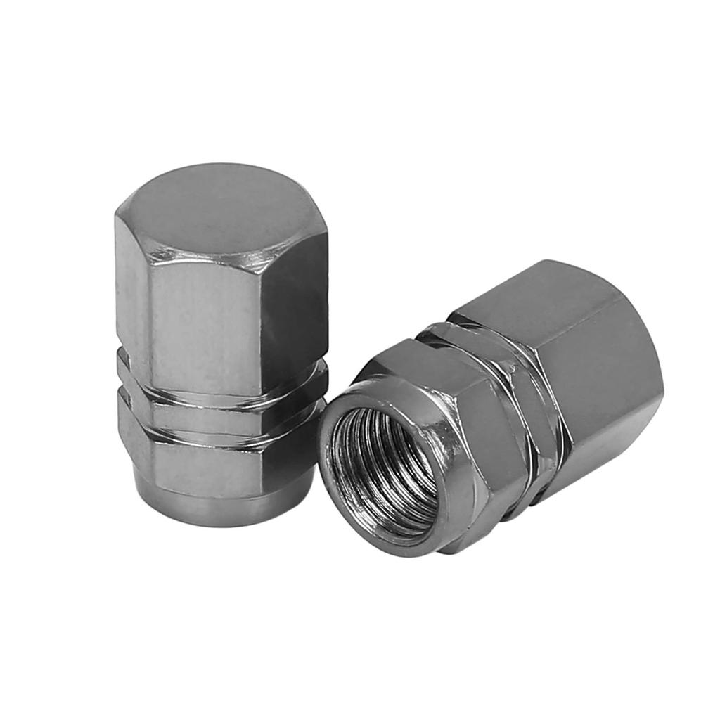 X AUTOHAUX Tire Stem Valve Cap Wheel Valve Cover Car Dustproof Hexagon Aluminum Alloy Tire Cap 8pcs Gray
