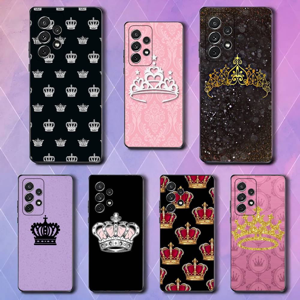Crown For Samsung Galaxy S25 S24 S23 Ultra S22 S21 Plus S20 Black Soft Silicone Protective Case