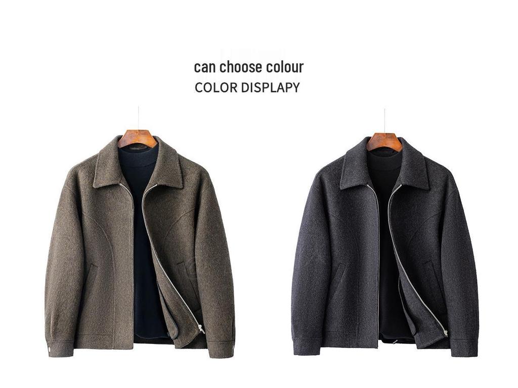 Men's American Style Heavyweight Wool Cashmere Jacket - Double-faced, Thickened, High-end, Plus Size Casual Outerwear for 2025.