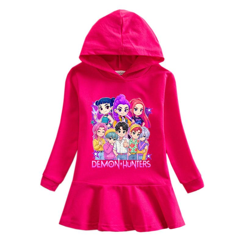 Girls Anime Cartoon Kpop Rumi Zoey Mira Hunters Printed Hooded Dress