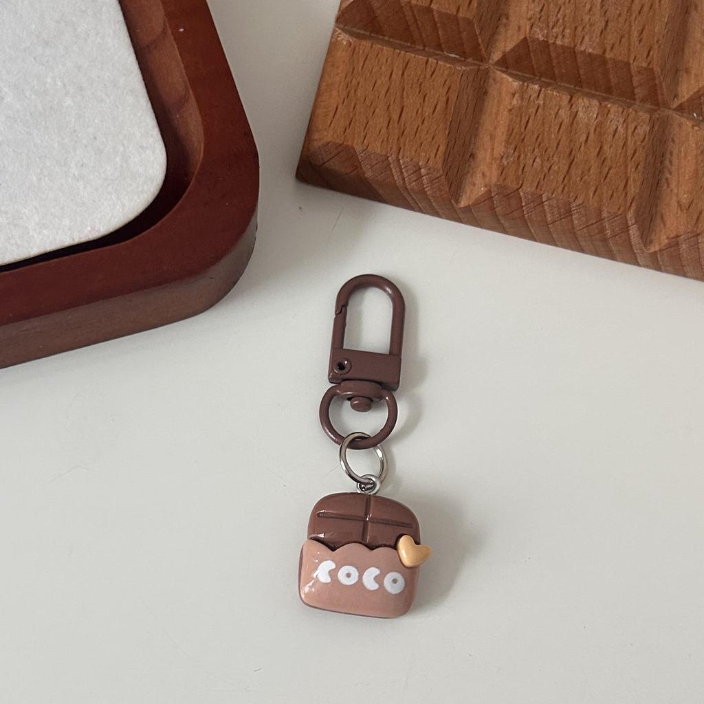 Chocolate Bear Biscuit Keychain: Food Toy Bread Pendant for Friends & Couples