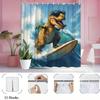 Cool Dinosaur Surfing With Sunglasses Shower Curtain Machine Washable All Season Waterproof Privacy Protection Hooks Included