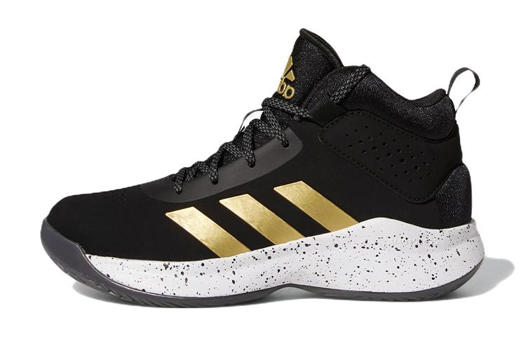 

Adidas Cross Em Up 5 Fabric Casual Slip Resistant Abrasion Resistant Mid top Children s Basketball Shoes Black Gold GX4790 39