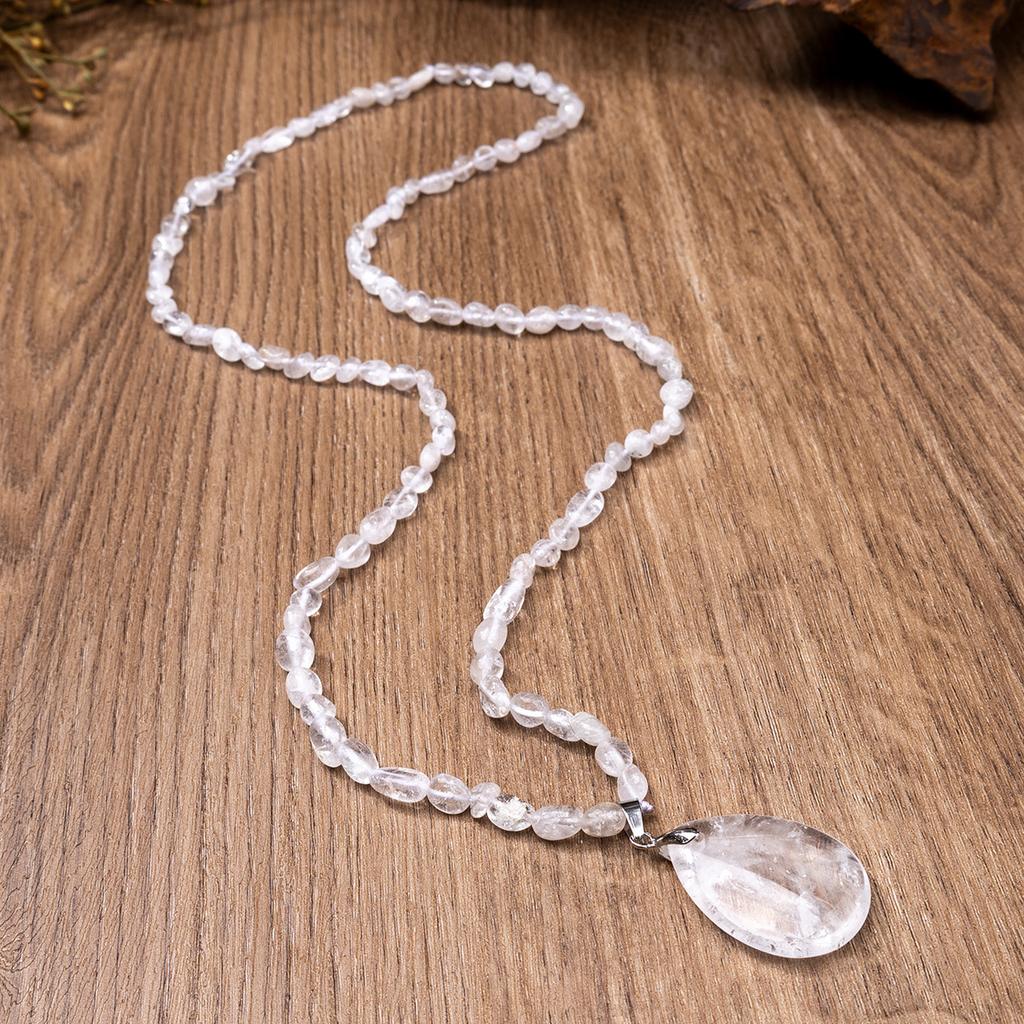 Natural Crystal Sweater Chain, Amethyst Pendant, Long Necklace, Christmas Gift, Valentine's Day Gift, Girlfriend Gift, Couple Gift, Birthday Gift