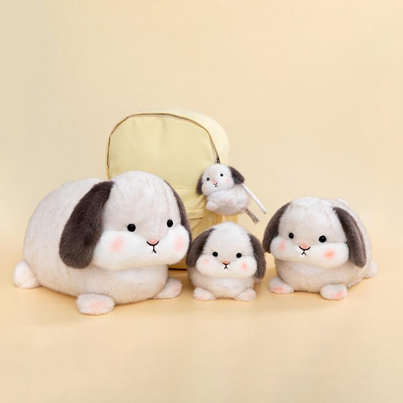 Cute Fat Rabbit Plush Pillow Toy Soft Stuffed Doll Pendant Lifelike Cartoon Bunny Plushie Keychain Gift For Kids