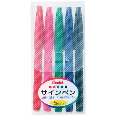 PENTEL Sign Pen Set Water-Based 5-Color S520-5