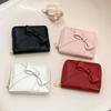 Portable Zipper Fashion Wallets Cute Bow PU Leather Short Wallets Multi-Card Slot Solid Color Coin Pouch Women