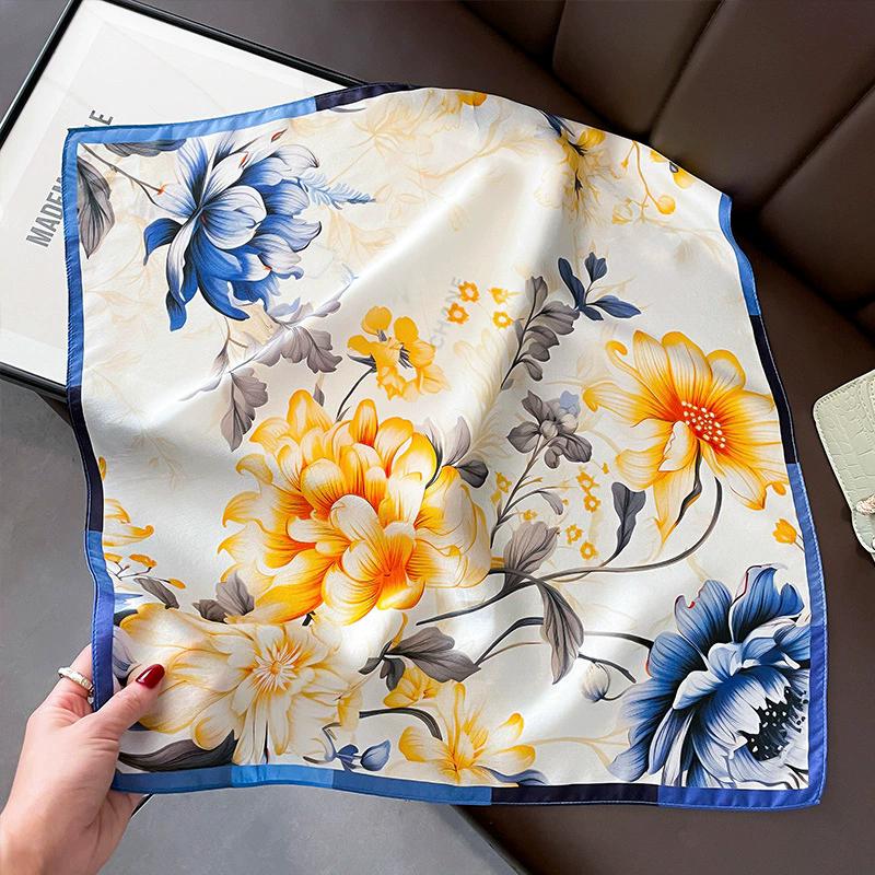 New 100% Natural Real Silk Scarf Women Bandana Square Scarves Wrap Kerchief Mulberry Spring Fashion Luxury High Quality Hijab