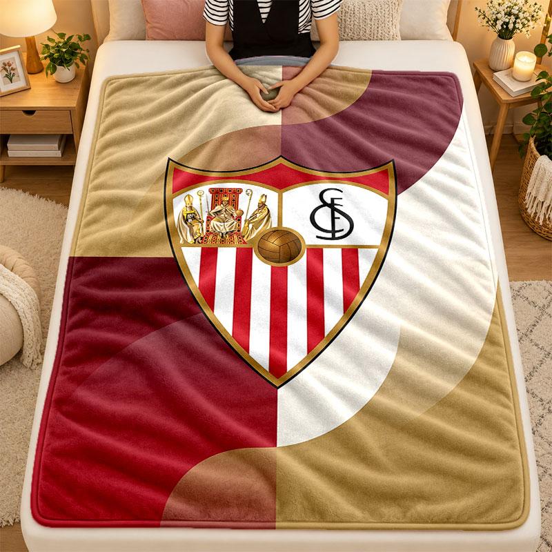 Flannel BlanketSevilla FC Warm Soft Throw Blanket for Indoor Sofa Bed Living Room Use