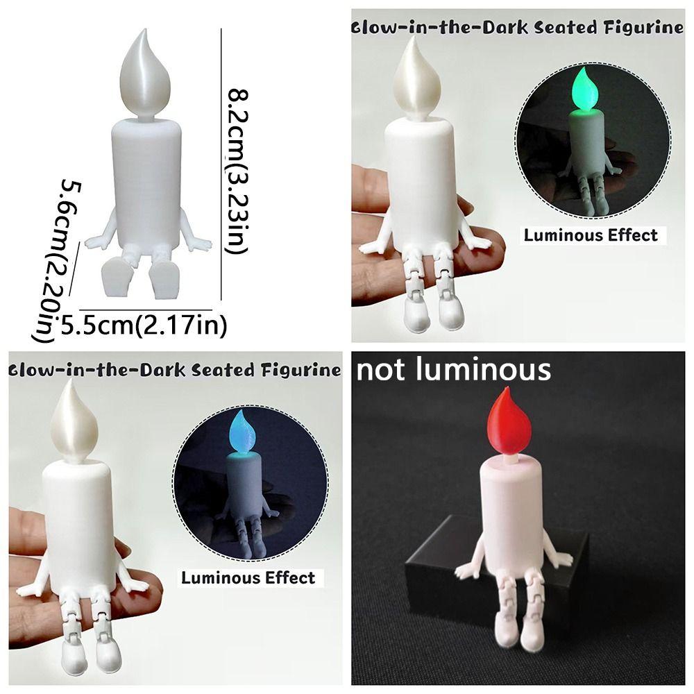 3D Printed Glowing Candle Figurine Articulated Joints Simulation Luminous Candle Figure Glow-in-the-Dark Novelty