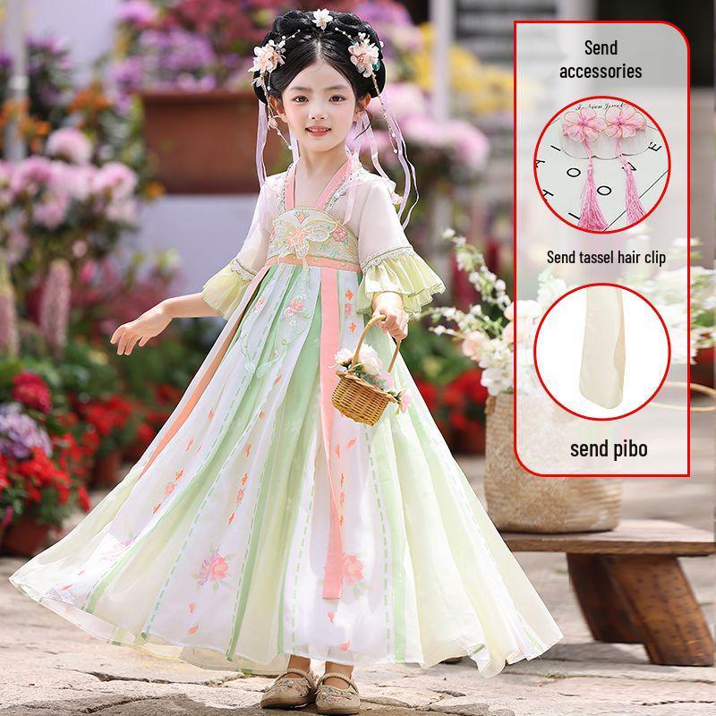 2026 New Hanfu Style Princess Dress: Ancient Chinese Fairy-Inspired Birthday Outfit for Girls