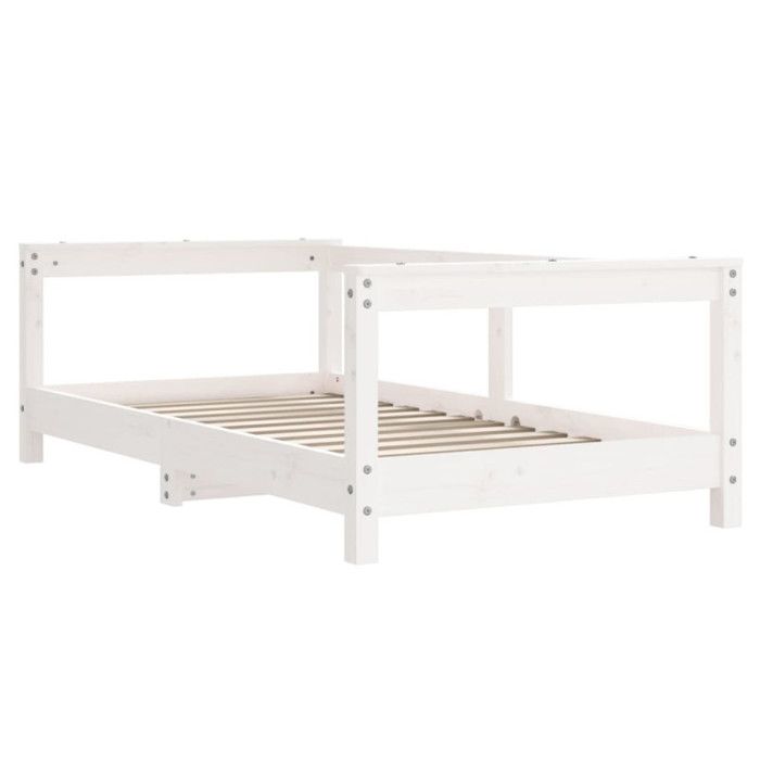 VidaXL Cadre de Lit pour Enfants, Lit Simple avec Tête de Lit et Pied de Lit, Meuble de Chambre à Coucher, Scandinave, Blanc 834397