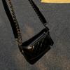2026 Women's Fashion Quilted Crossbody Bag Black PU Leather Chain Purse