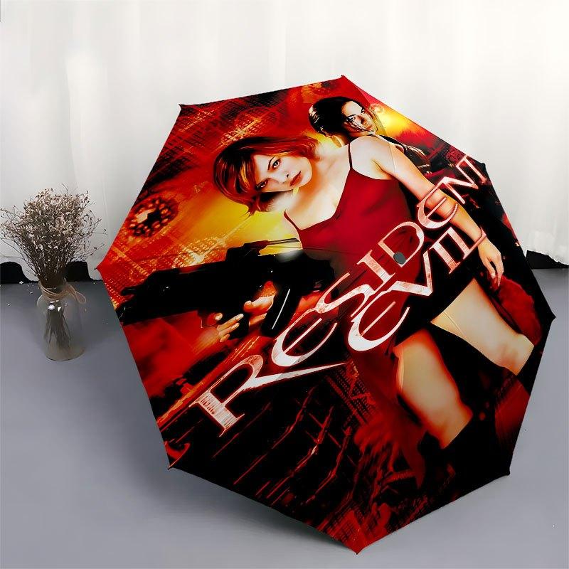 1pc Resident Evil Automatic Opening/Closing Umbrella with Convenient Three-Fold Design, 8 Iron Ribs - for Outdoor Daily Use, Travel A12