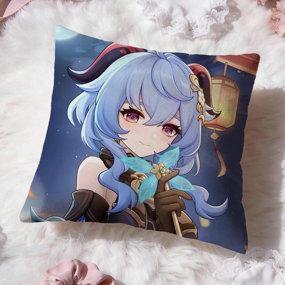 Ganyu Genshin Impact Cushion Cover Premium Comfort Reversible Pillow Cove -Two in One Design for Any Room & Car Interior