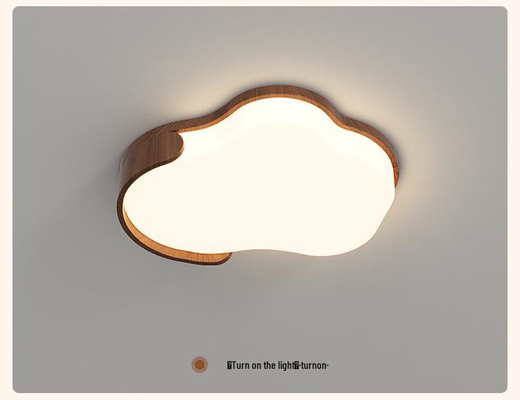 Mid-Century Style Walnut Cloud Ceiling Light - Full Spectrum, Eye Protection, Warm & Romantic Lighting for Living Room or Master Bedroom