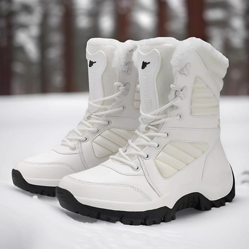 Tall cotton boots winter boots high top thickened velvet cotton shoes outdoor mountaineering snow boots