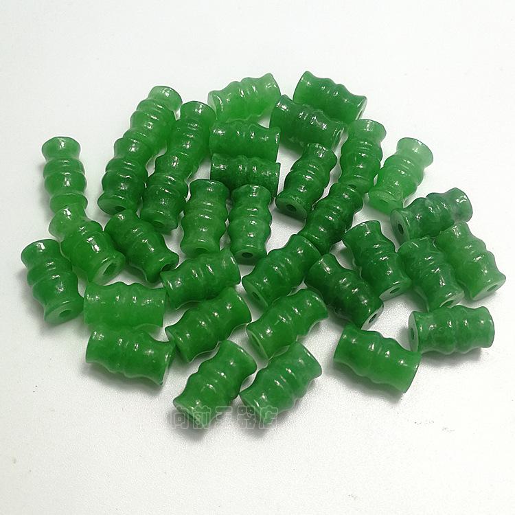 Dry Green Jade Large Bamboo Beads, 6x11mm, Loose for DIY Jewelry Accessories