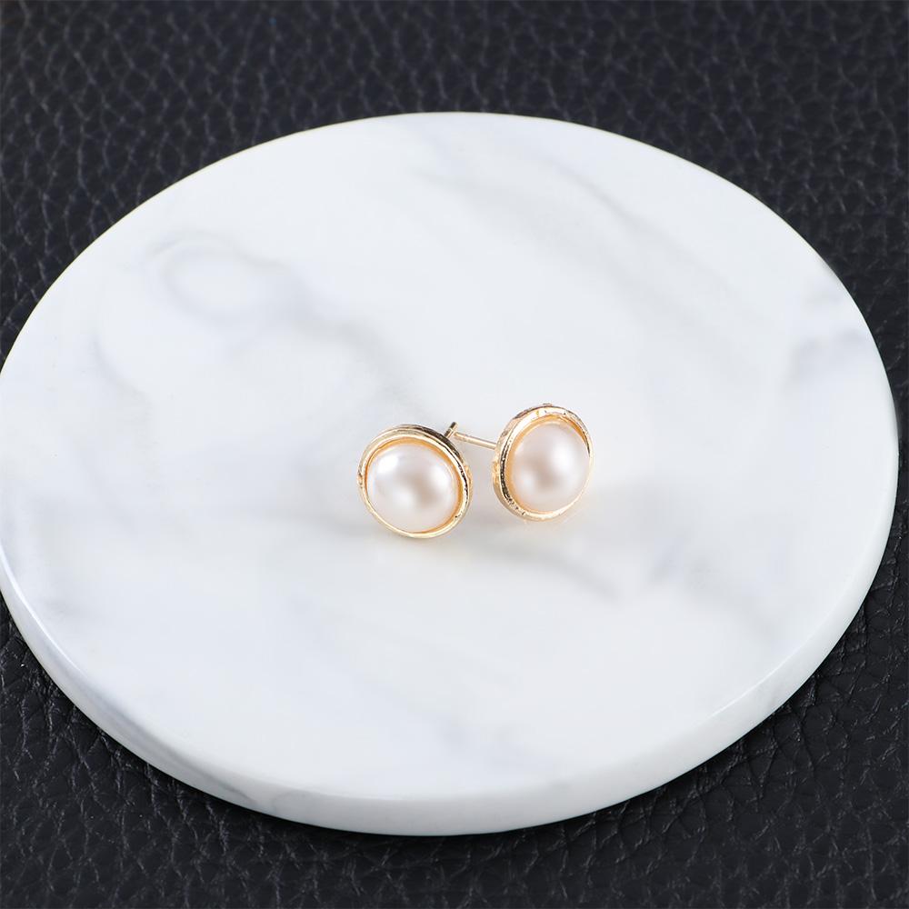 Gold Color Simulated Pearl For Women Hollow Round Accessories Jewelry Earring Sets Stud Earrings