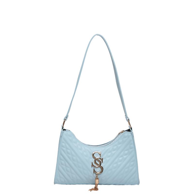 

Французька повсякденна сумка жіноча модна сумка 2024 р. Сумка через плече під пахвами в іноземному стилі з персоналізованою текстурою у вигляді півмісяця синій