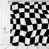 Black and White Checkered Shower Curtain Retro Funky Groovy Aesthetic Abstract Checkerboard 60s 70s Plaid Hippie Home Decor