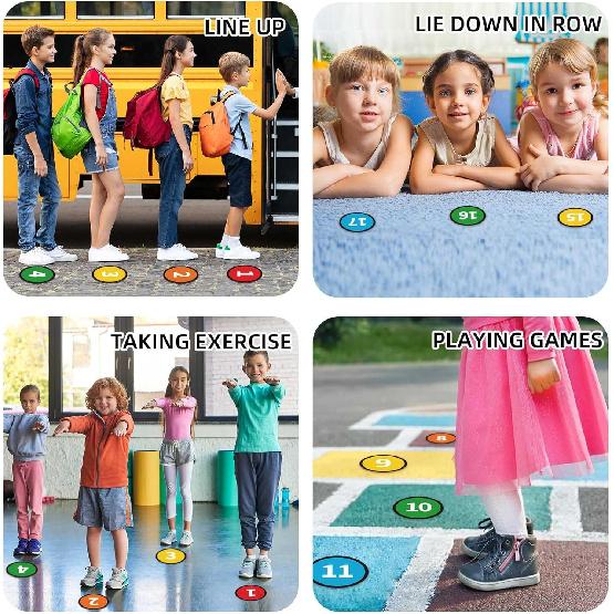 Floor Number Stickers for Classroom Lining up - 36PCS Line up Spots for Classroom Floor Stickers Dots Floors Numbers Decals for Back to School