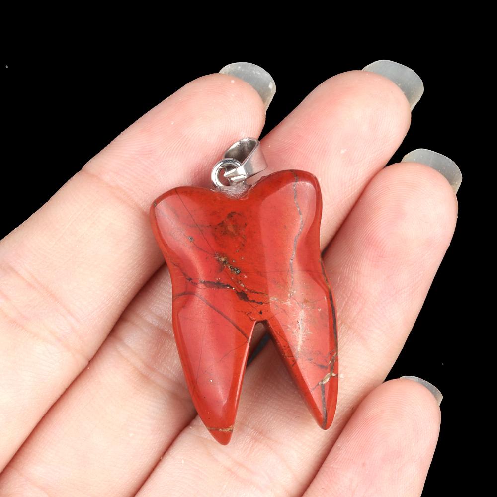 Ciondolo personalizzato in pietra naturale a forma di dente piccolo ciondolo per la creazione di gioielli fai da te collana orecchini accessorio