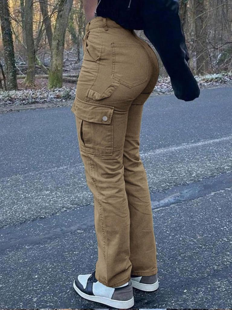 European and American Retro Women's Casual Multi-Pocket Straight Leg Trousers - Spring/Summer Collection 8069