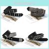 Punk Womens Rock Leather Belt With Rivet Eyelet Design For Streetwear Styles